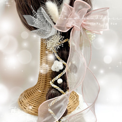 袴　振袖　髪飾り　卒業式　成人式　入学式　入園　ヘッドドレス　ウェディング　結婚式　和装　色打掛　オーガンジー　リボン 4枚目の画像