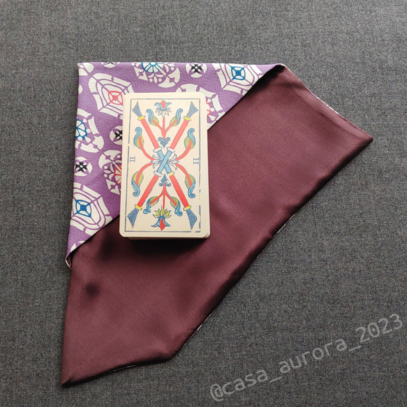 ピュアシルク タロット袱紗 薄紫×渋紫（レギュラーデッキ用）WKS002