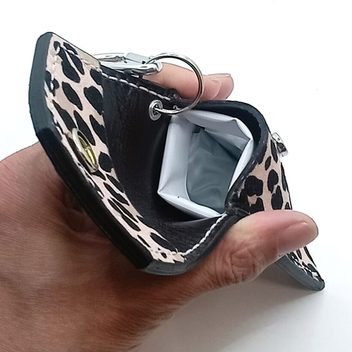 本革 レザー 携帯 灰皿 ピンク ハラコ ヒョウ柄 レオパード ブタ