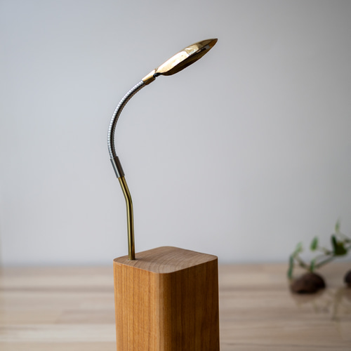 無垢の木と真鍮のパイプライト スタンドライト・テーブルランプ