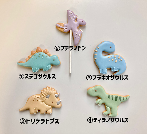 【直接受け取りのお客様のみ】お誕生日に☆【選べる3頭】恐竜アイシングクッキーセット 2枚目の画像