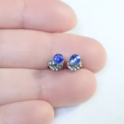 （獨一無二的商品）藍晶石耳釘（4 毫米，鈦柱） 第4張的照片