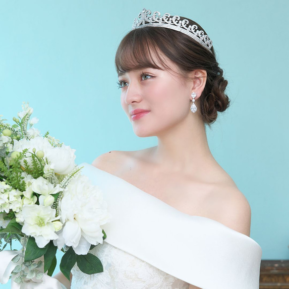 アネリージルコニアイヤリング/ピアス(RLE-48)|結婚式 花嫁 シルバーウエディング シンプル パーティー お呼ばれ 7枚目の画像