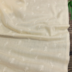 【以10cm為單位出售】繡花線也是有機棉雙層紗布tanpopo蒲公英圖案刺繡面料未漂白x白色 第3張的照片