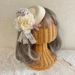 クリームロゼットヘッドドレス 】ヘッドドレス フラワー トーク