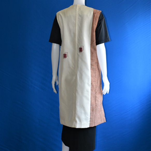 着物リメイク　ロングジャンパースカート(大島紬） 3枚目の画像
