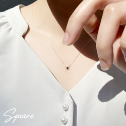 9月 誕生石 サファイア K10 ピンクゴールド 小さな 正方形 ネックレス 美輪宝石 ミワホウセキ 7枚目の画像