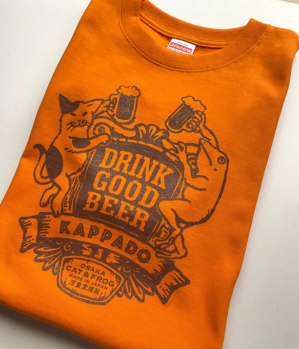 ビール大好きTシャツ（オレンジ）男女兼用 3枚目の画像