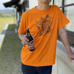 ビール大好きTシャツ（オレンジ）男女兼用 7枚目の画像