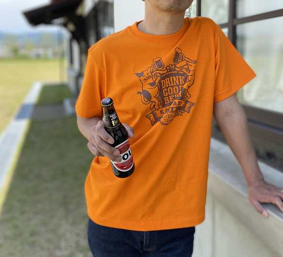 ビール大好きTシャツ（オレンジ）男女兼用 7枚目の画像