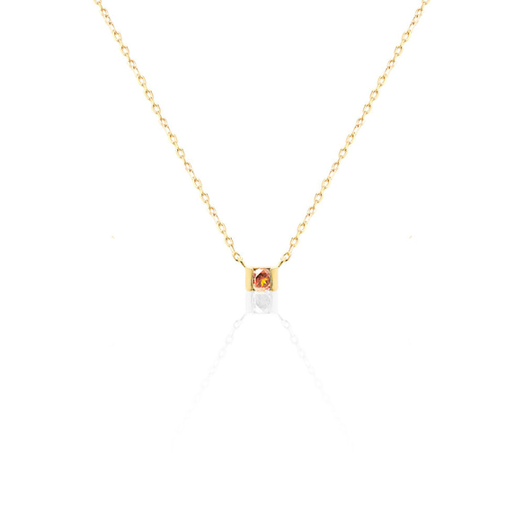 1月 誕生石 ガーネット K10 ピンクゴールド 小さな 正方形 ネックレス 美輪宝石 ミワホウセキ 2枚目の画像