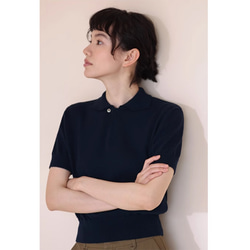 ニットpoloシャツ　半袖シャツ　Tシャツ　ネイビー　100％コットン　S-XL#215 6枚目の画像