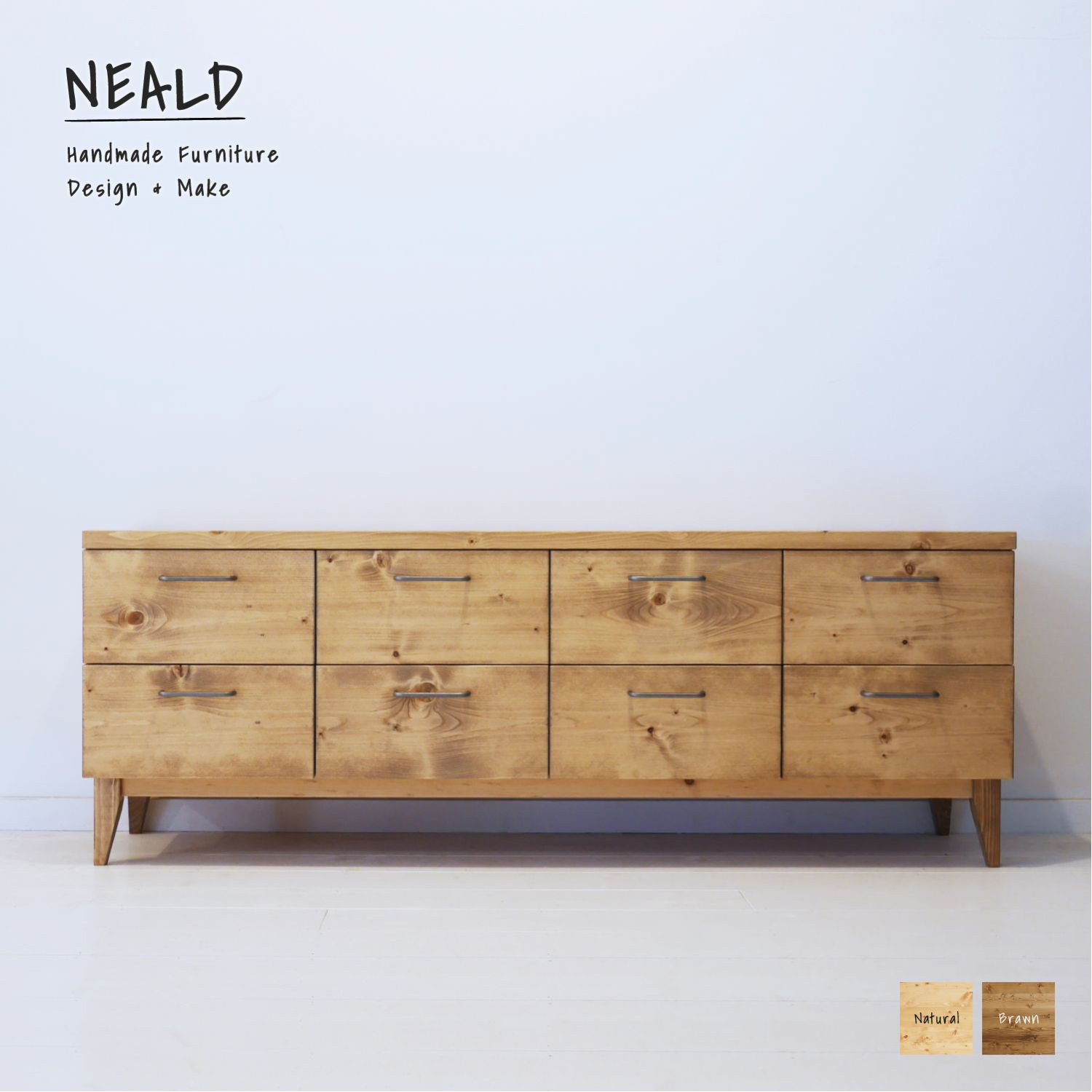 [送料無料] 無垢 チェスト タンス カップボード 食器棚 キッチンボード w150 [受注製作] E-05