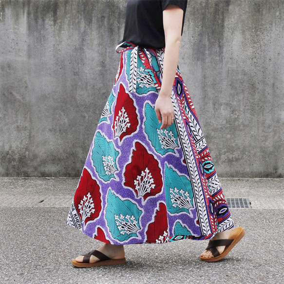 カンガの巻きスカート｜アフリカ布スカート ロングスカート アフリカンプリント 