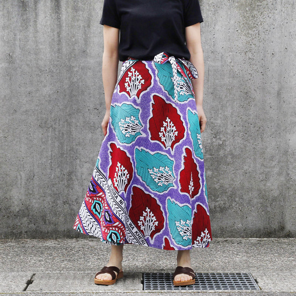 カンガの巻きスカート｜アフリカ布スカート ロングスカート アフリカンプリント 