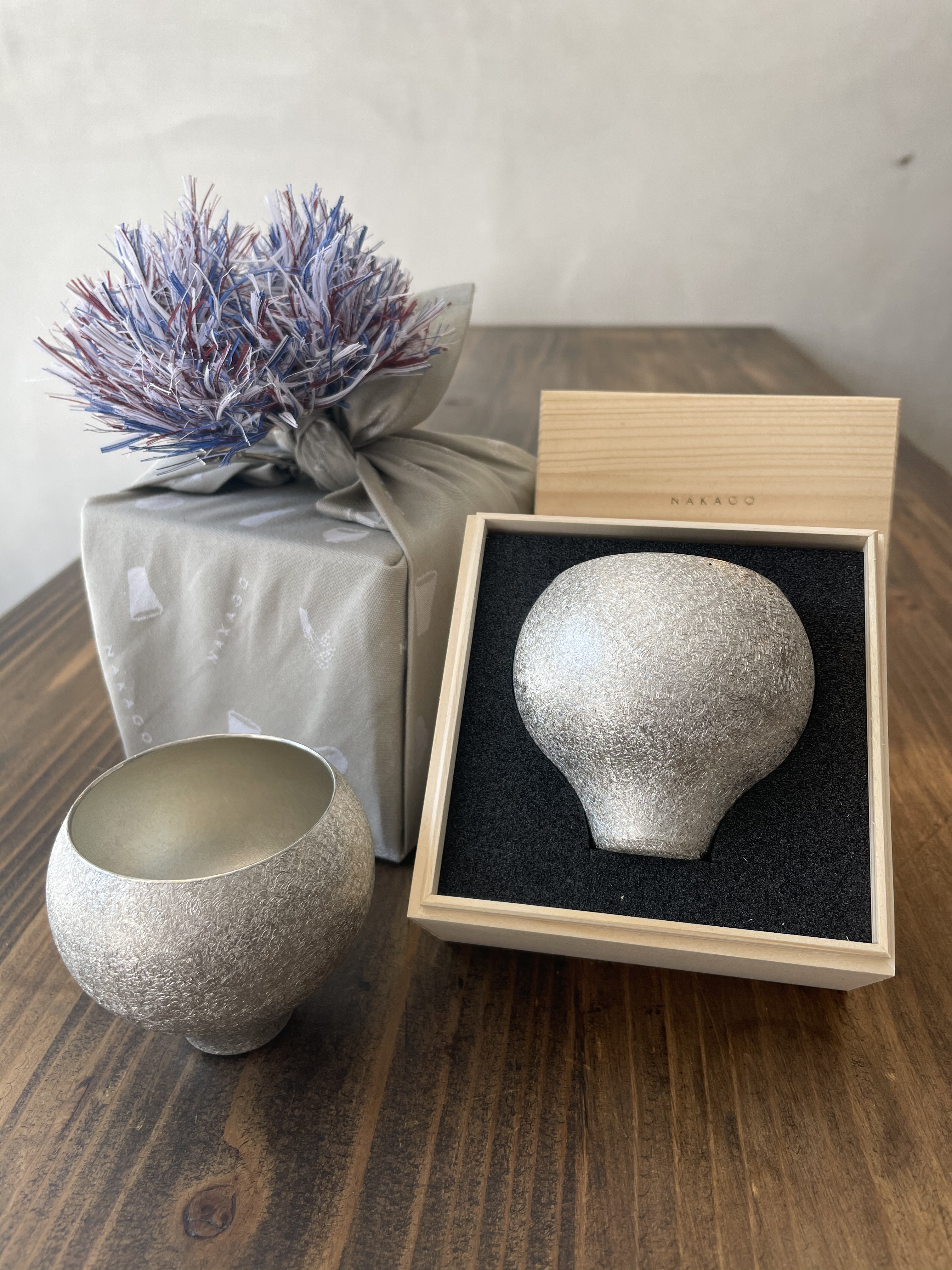 錫　ぐい呑み　michiyo's亀ーＫＡＭＥ－　TUTUMUラッピングバージョン