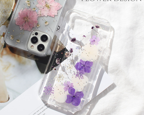 ぽりぽりページ⭐︎押し花ケース ほぼ全機種対応スマホケース❁】押し花スマホケース NO.514