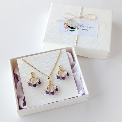 特集掲載】＊2点セット＊ 紫陽花カラーのリングピアス