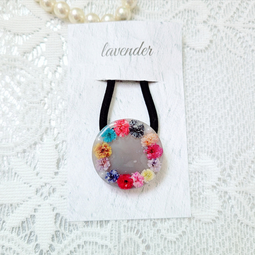 かすみ草たっぷり レジンヘアゴム9 ヘアゴム ラベンダー 通販