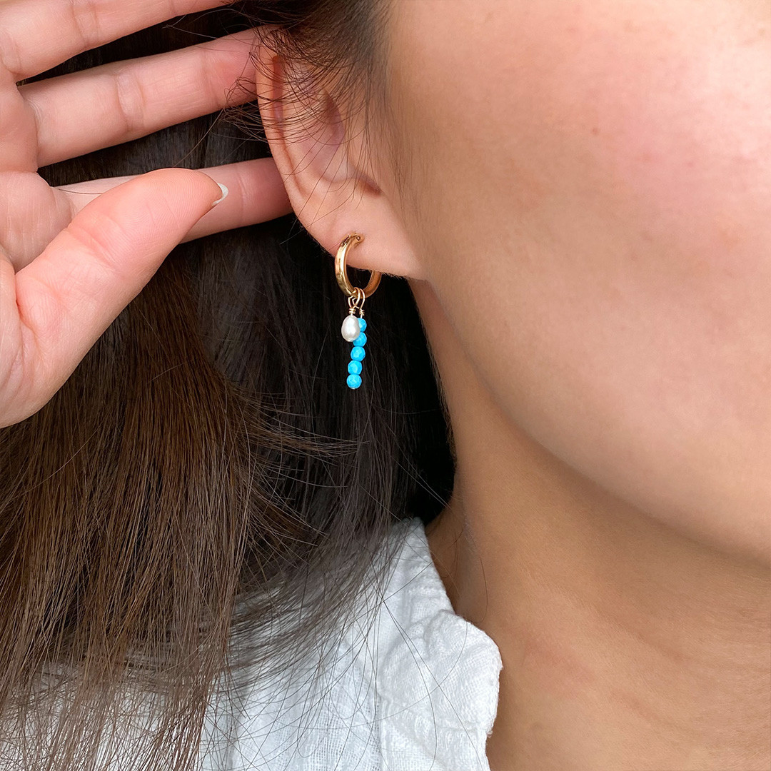 付け替え可能！！ターコイズ✴︎フープピアス 4,526円