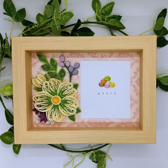 ペーパークイリング・BOXフォトフレーム「L判サイズ」/フラワー フォト