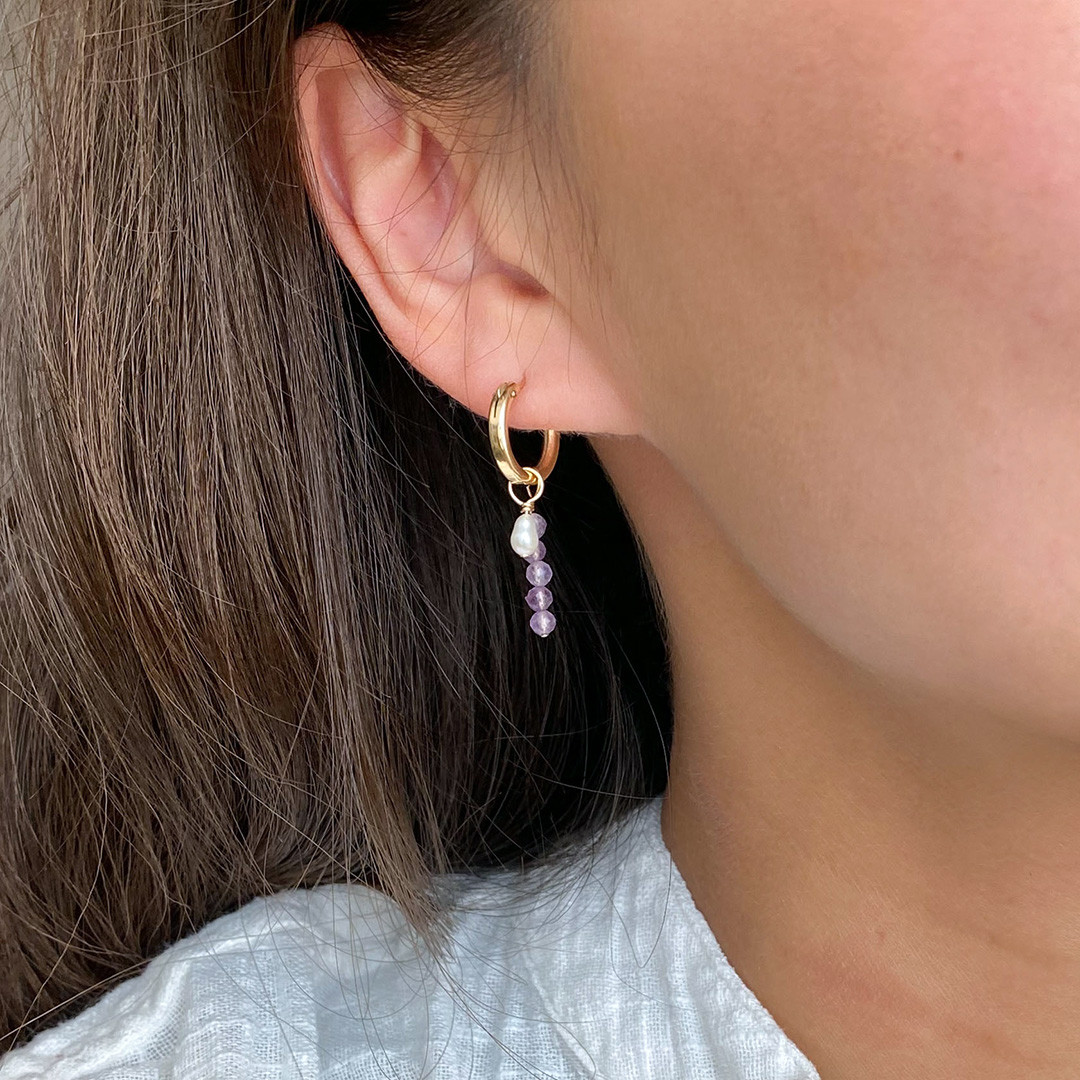 付け替え可能！！アメジスト✴︎フープピアス