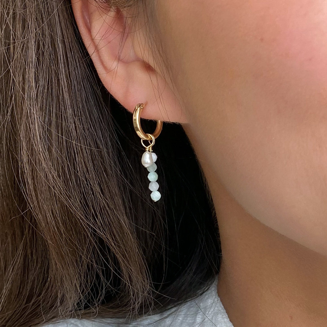 付け替え可能！！アクアマリン✴︎フープピアス