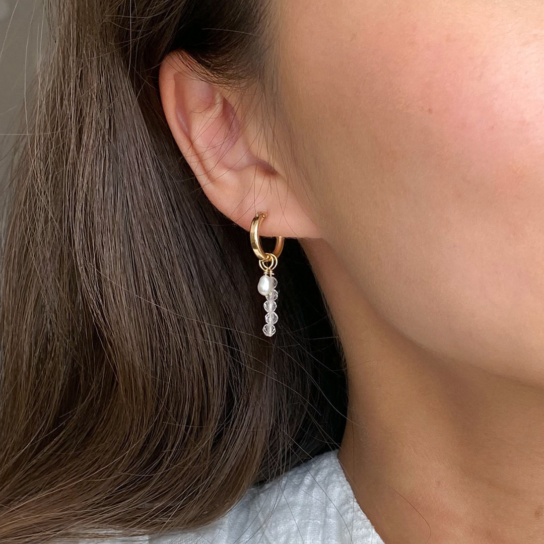 付け替え可能！！クリスタルクォーツ✴︎フープピアス