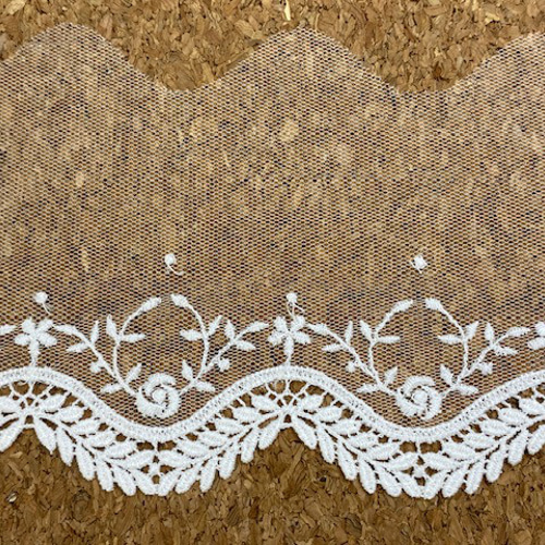 チュールレース一覧 R-8 レースのお店 ななか ☆チュールストレッチレース オフホワイト