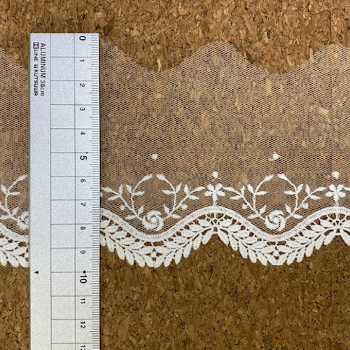 RC-1090 リーフ柄のケミカルチュールレース 10cm幅、1Ⅿ レース Relace