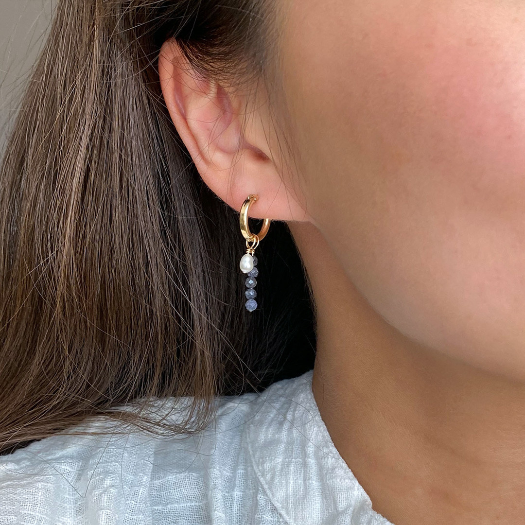 付け替え可能！！サファイア✴︎フープピアス