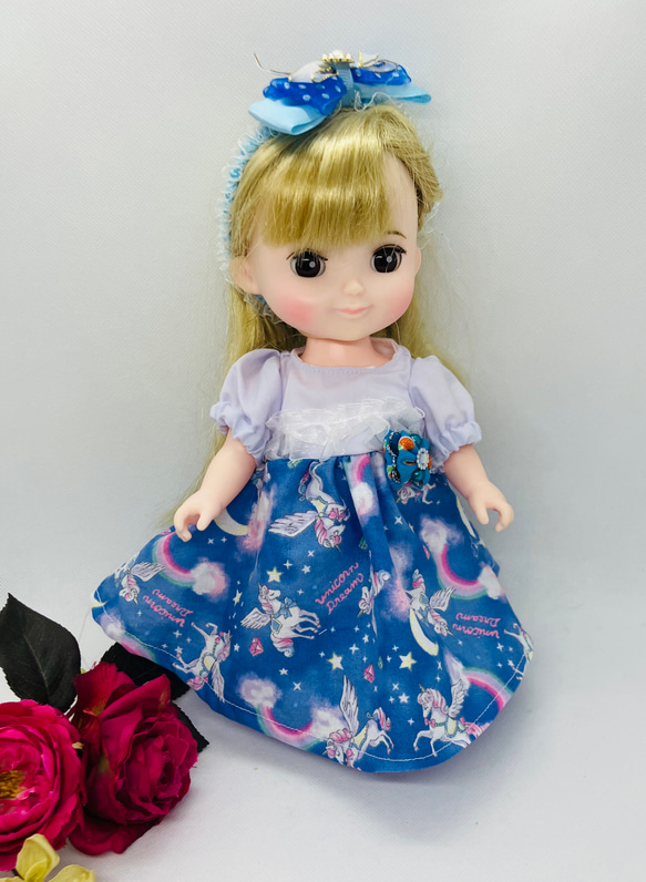 メルちゃん メルちゃん服 お洋服 ユニコーンのワンピース ヘアバンド 