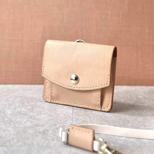 鍵が仕舞える☆IDパスケース【姫路レザー・ナチュラルヌメ】名入れ無料