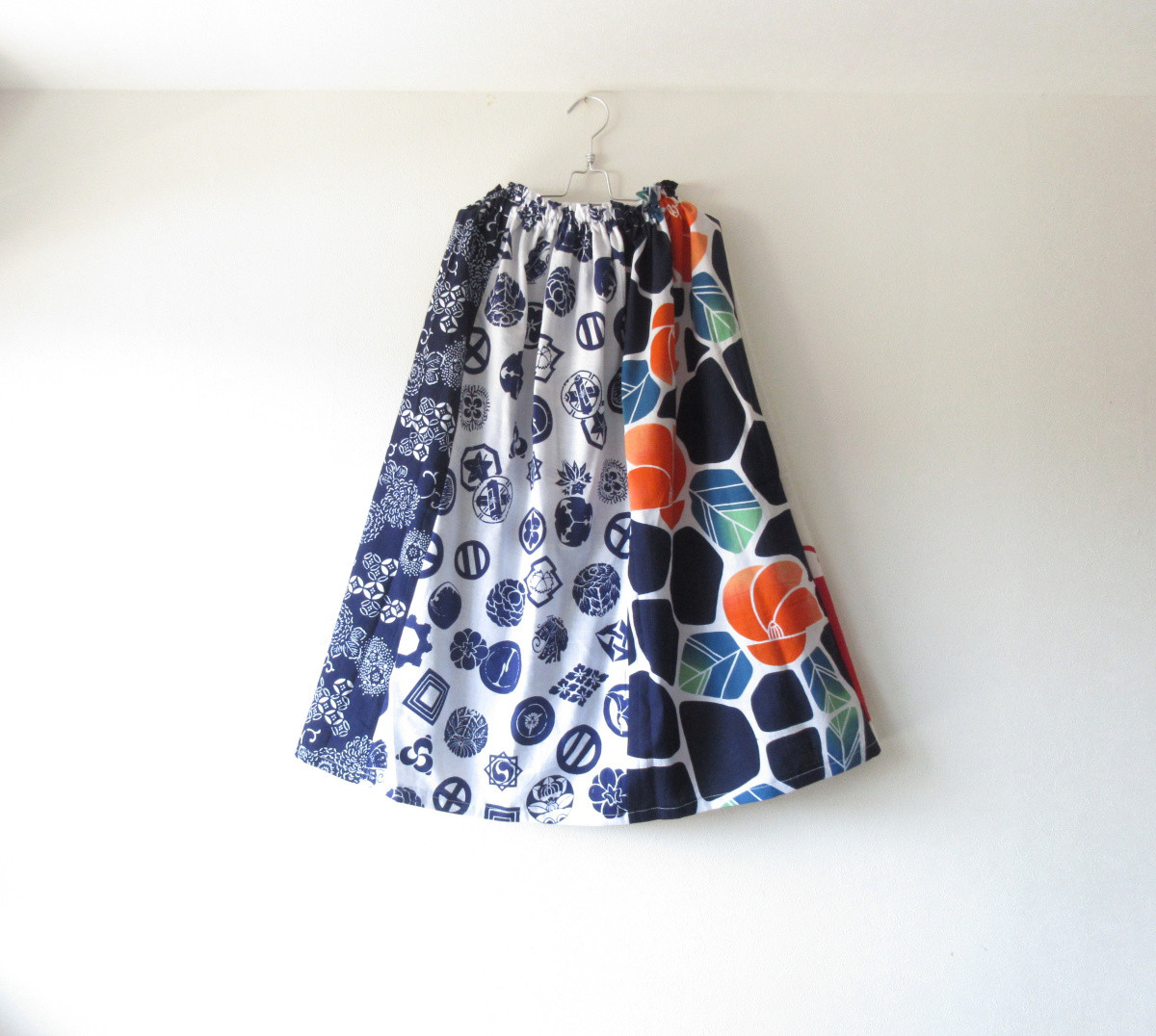☆浴衣ミディロングスカート☆パッチワーク♪/32ys51