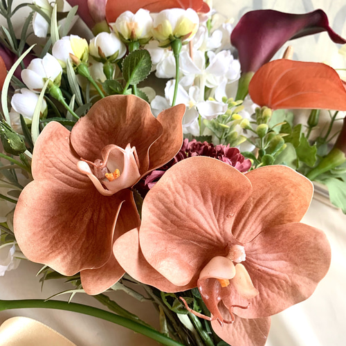 胡蝶蘭♡アンスリューム♡テラコッタ韓国風ウェディングブーケ  