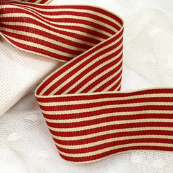 USA リボン　ストライプ　赤×ベージュ　１m単位　R3 3枚目の画像