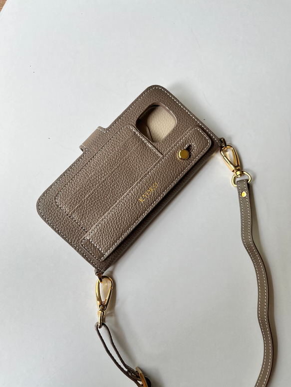 本革 カード収納 名入れハンドベルト バイカラーIphoneケース 手帳型スマホケース バイカラー 本革 名入れ可 カード収納