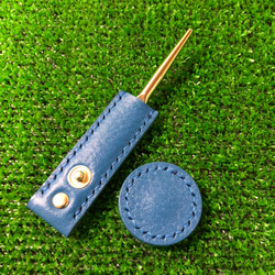【ゴルフ好きな方へのプレゼントにもピッタリ】イタリアンレザー「トスカーナ」で作ったマーカー＆グリーンフォーク 2枚目の画像