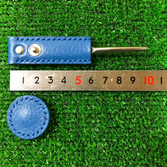 【ゴルフ好きな方へのプレゼントにもピッタリ】イタリアンレザー「トスカーナ」で作ったマーカー＆グリーンフォーク 5枚目の画像