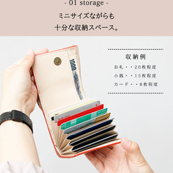 【PATTO】小さいのにお札が折れない！ 二つ折り 栃木レザーミニ財布 蛇腹 5color 12枚目の画像