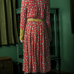 【エシカル 一点物】Rose pattern fit and flare dress (4-8) 4枚目の画像