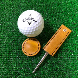 【ゴルフ好きな方へのプレゼントにもピッタリ】『革の宝石』ルガトーで作ったマーカー＆グリーンフォーク 4枚目の画像