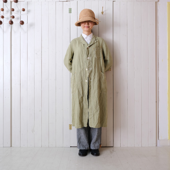 linen atelier coat　fresh green 第2張的照片