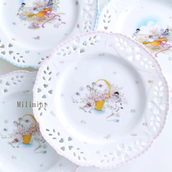 文鳥さんの透かしプレート　(カラーをお選びください)　お皿　取り皿　ケーキ皿　デーザート皿 1枚目の画像