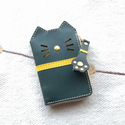 ＊カラーオーダー可＊肉球Ｌ字式ジッパー 猫のコイン・カードケース 1枚目の画像