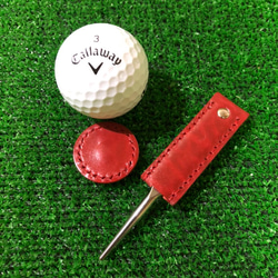 【ゴルフ好きな方へのプレゼントにもピッタリ】『革の宝石』ルガトーで作ったマーカー＆グリーンフォーク 4枚目の画像