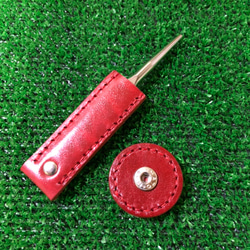 【ゴルフ好きな方へのプレゼントにもピッタリ】『革の宝石』ルガトーで作ったマーカー＆グリーンフォーク 3枚目の画像