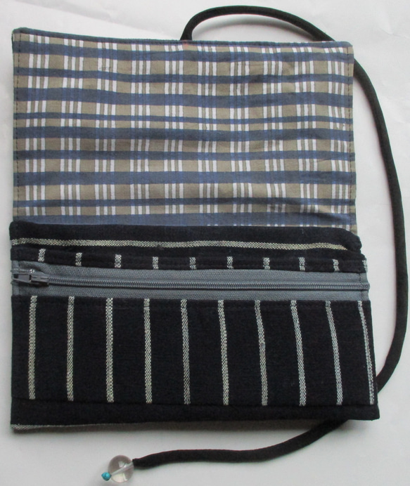 ７１１９　唐桟縞の着物で作った和風財布・ポーチ　＃送料無料 5枚目の画像
