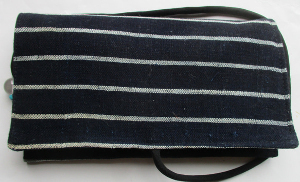 ７１１９　唐桟縞の着物で作った和風財布・ポーチ　＃送料無料 3枚目の画像