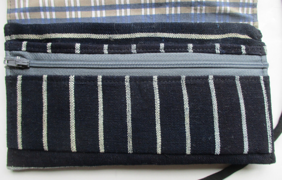 ７１１９　唐桟縞の着物で作った和風財布・ポーチ　＃送料無料 6枚目の画像